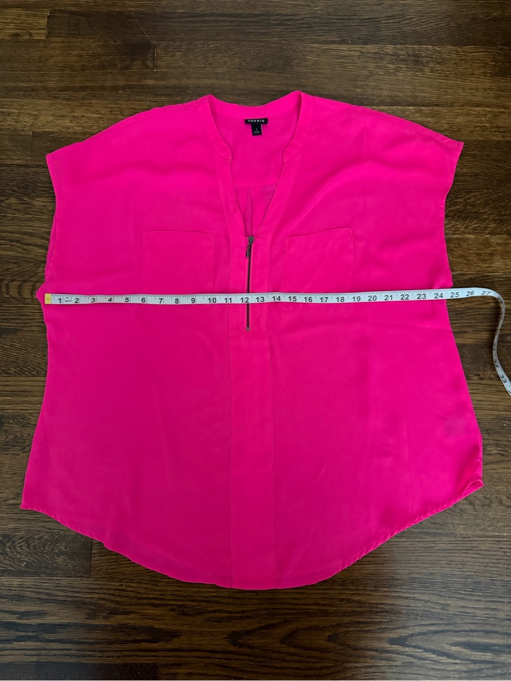 torrid Hot Pink Zip-Front Short Sleeve Blouse - Picture 6 of 6